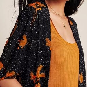 Anthropologie Bel Kazan Sadie Duster Kimono - Floral Black *NWT*